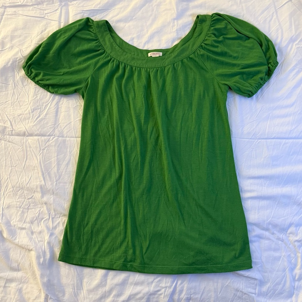 2001 Y2K Xhilaration Kelly Green Puff Sleeve Top
